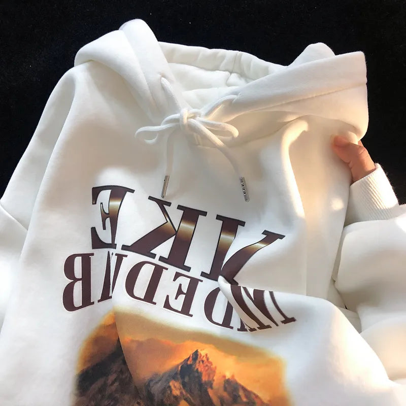 Hoodies & Sweatshirts Long Sleeve Streetwear Letter Mountain black