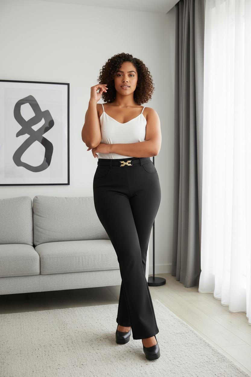 High-Waisted Tailored Stretch Trousers