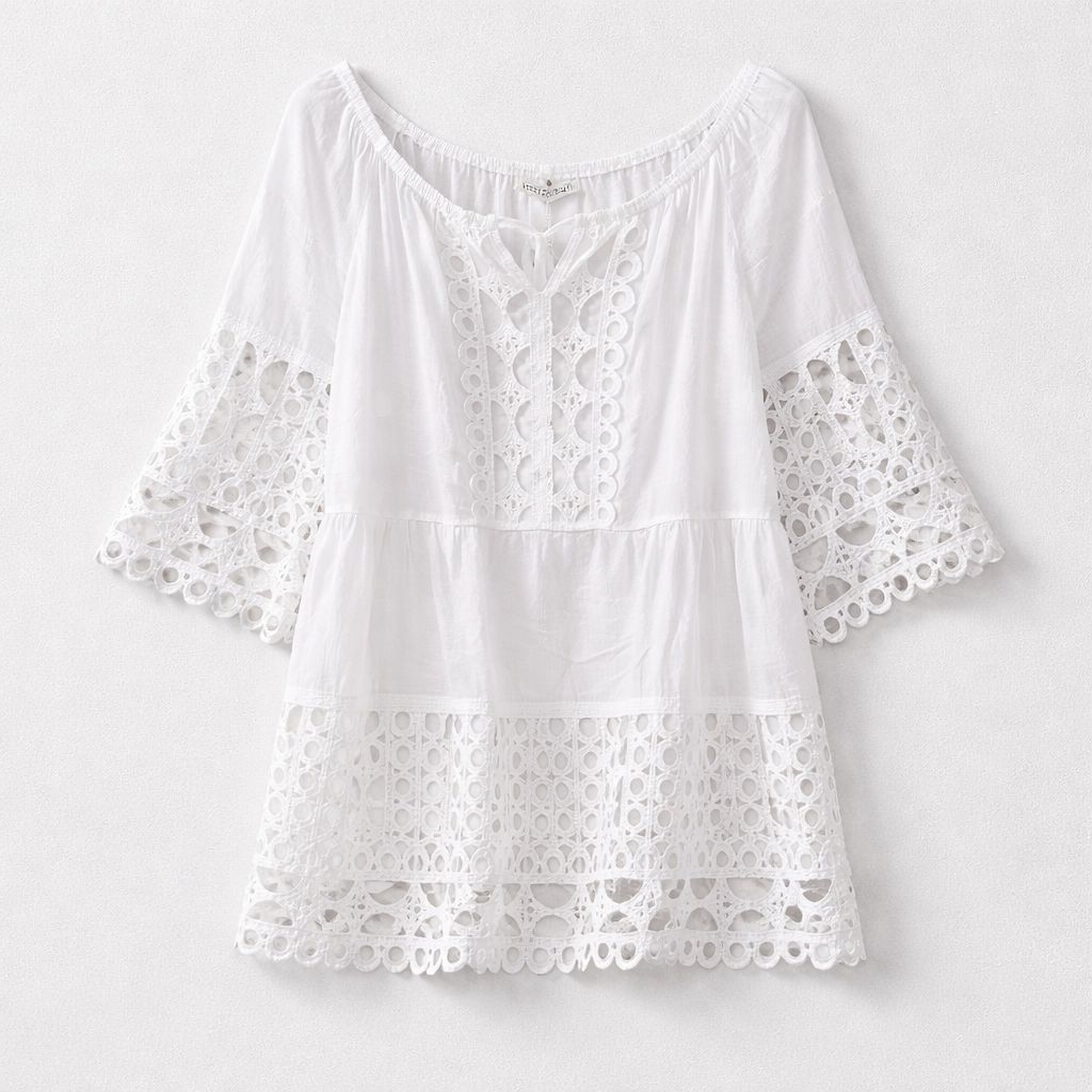 Boho-inspired eyelet blouse