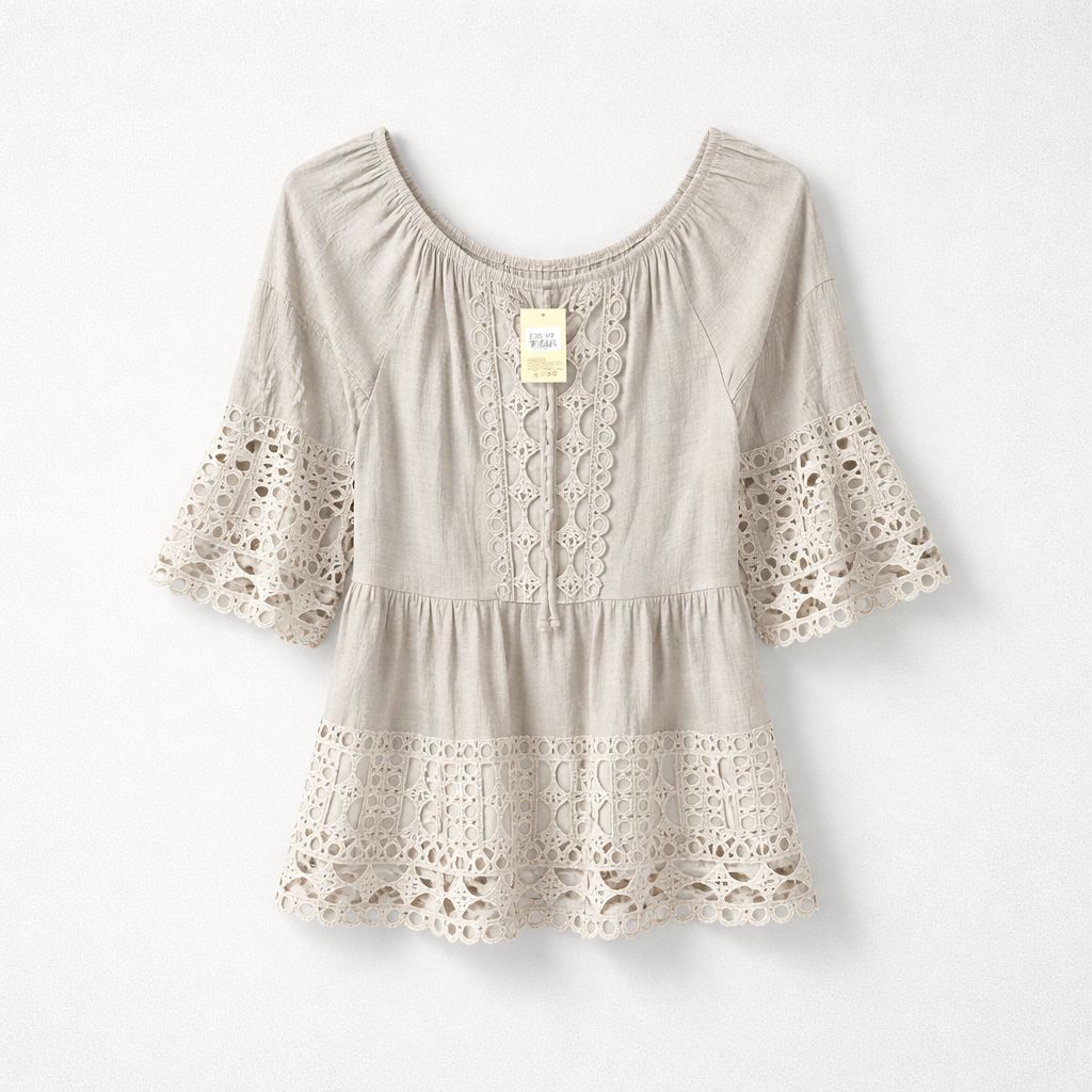 Boho-inspired eyelet blouse