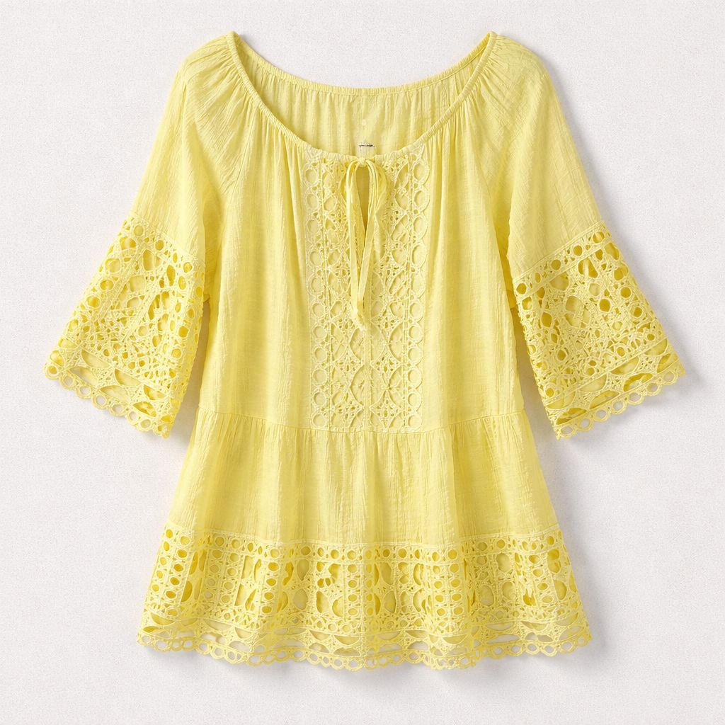 Boho-inspired eyelet blouse