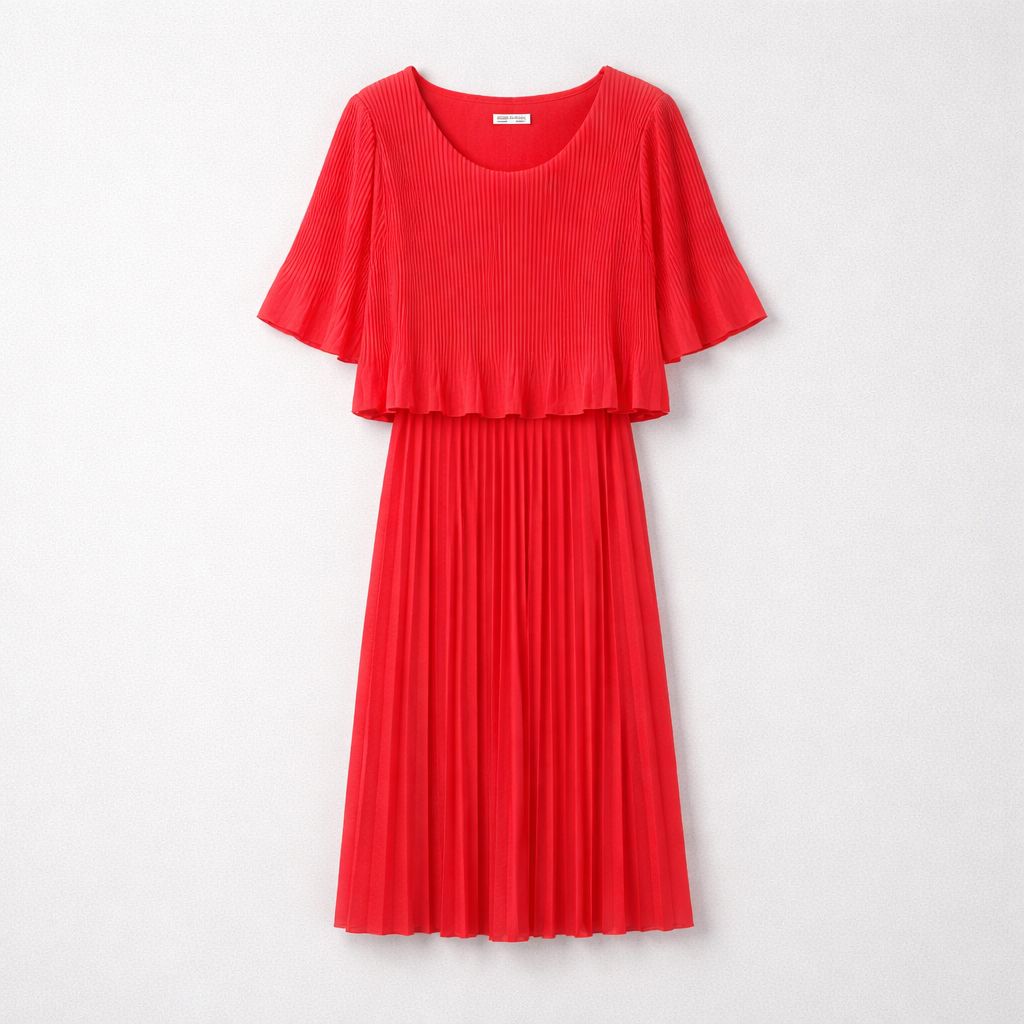 Vibrant Pleated Overlay Dress