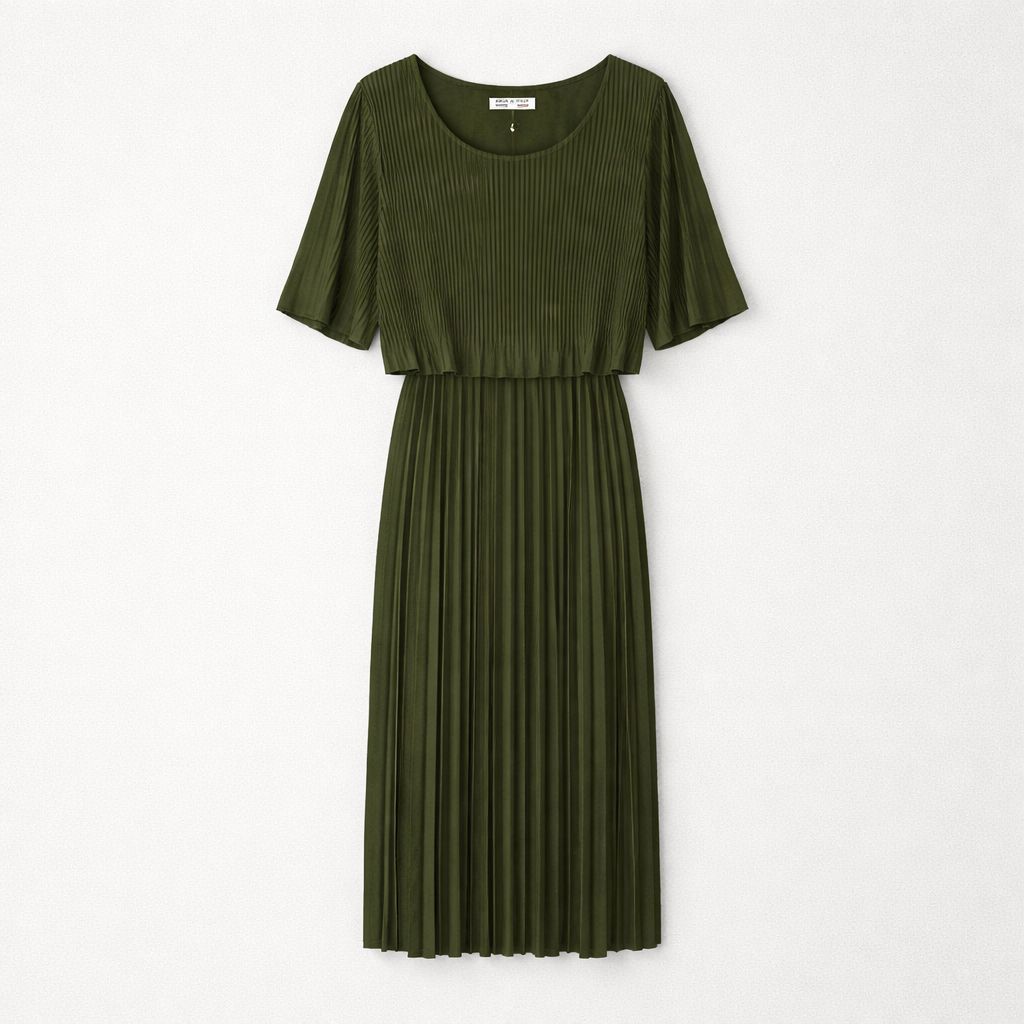 Vibrant Pleated Overlay Dress