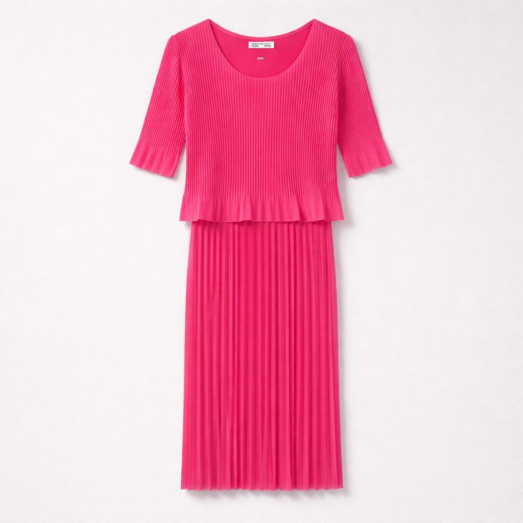 Vibrant Pleated Overlay Dress