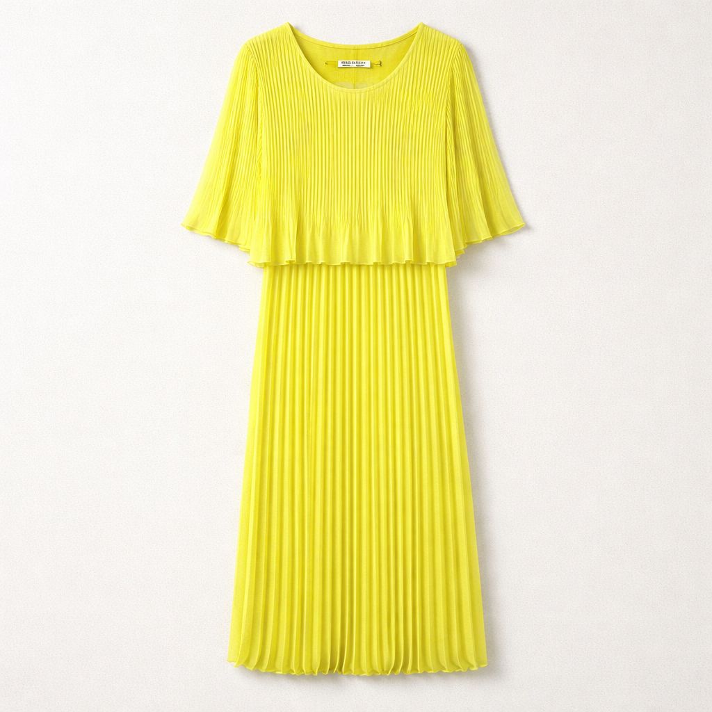 Vibrant Pleated Overlay Dress