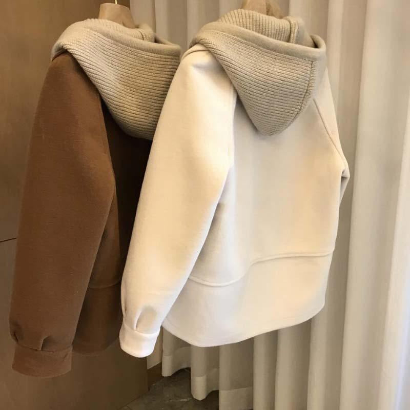 Coat Long Sleeve Tops 2 In 1 Casual Color
