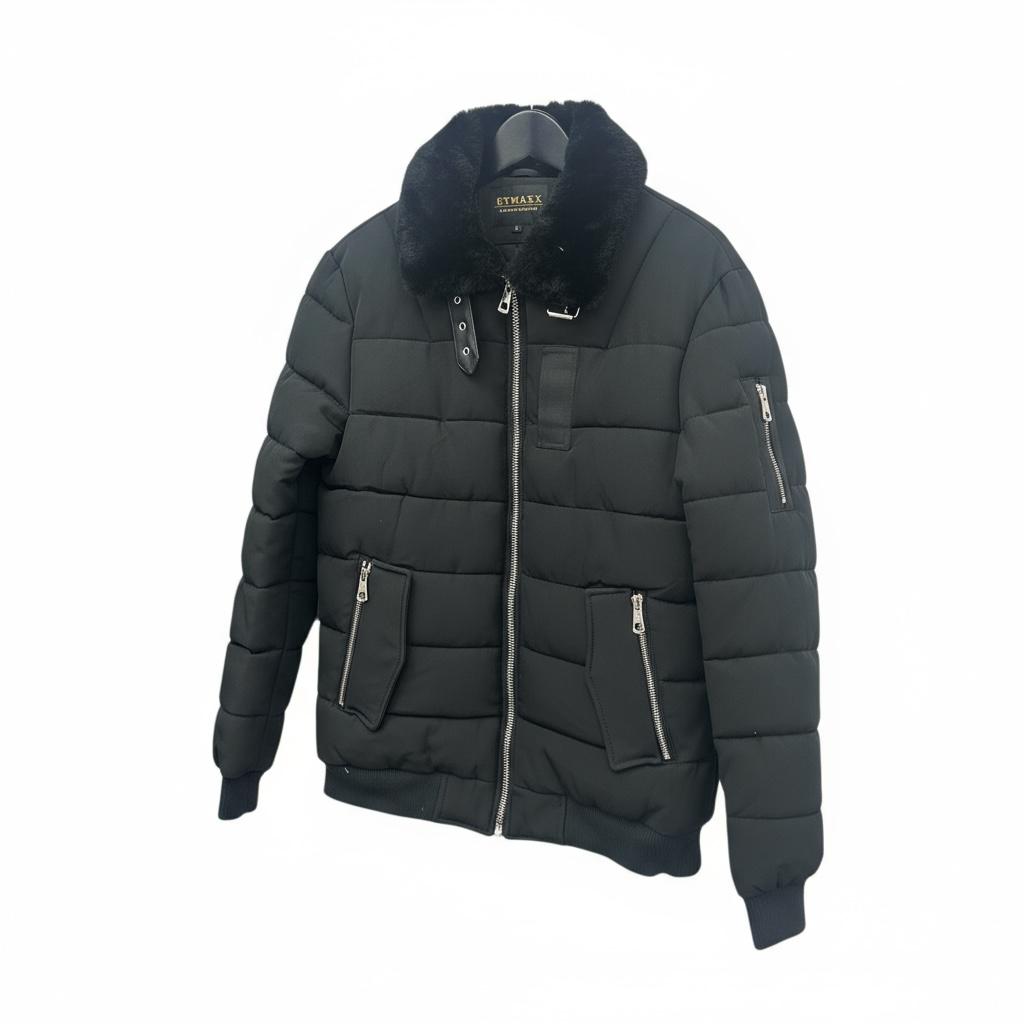 luxurious black puffy  jacket
