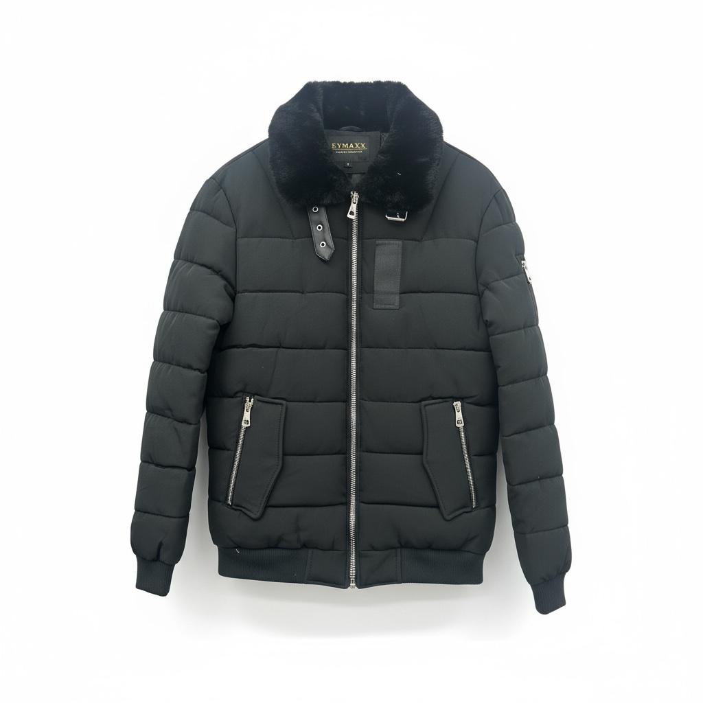 luxurious black puffy  jacket
